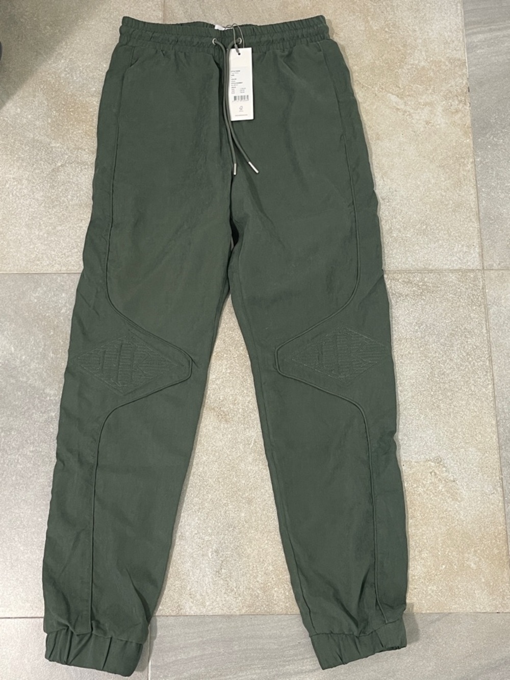Relaxed Olive Drawstring Track Pants